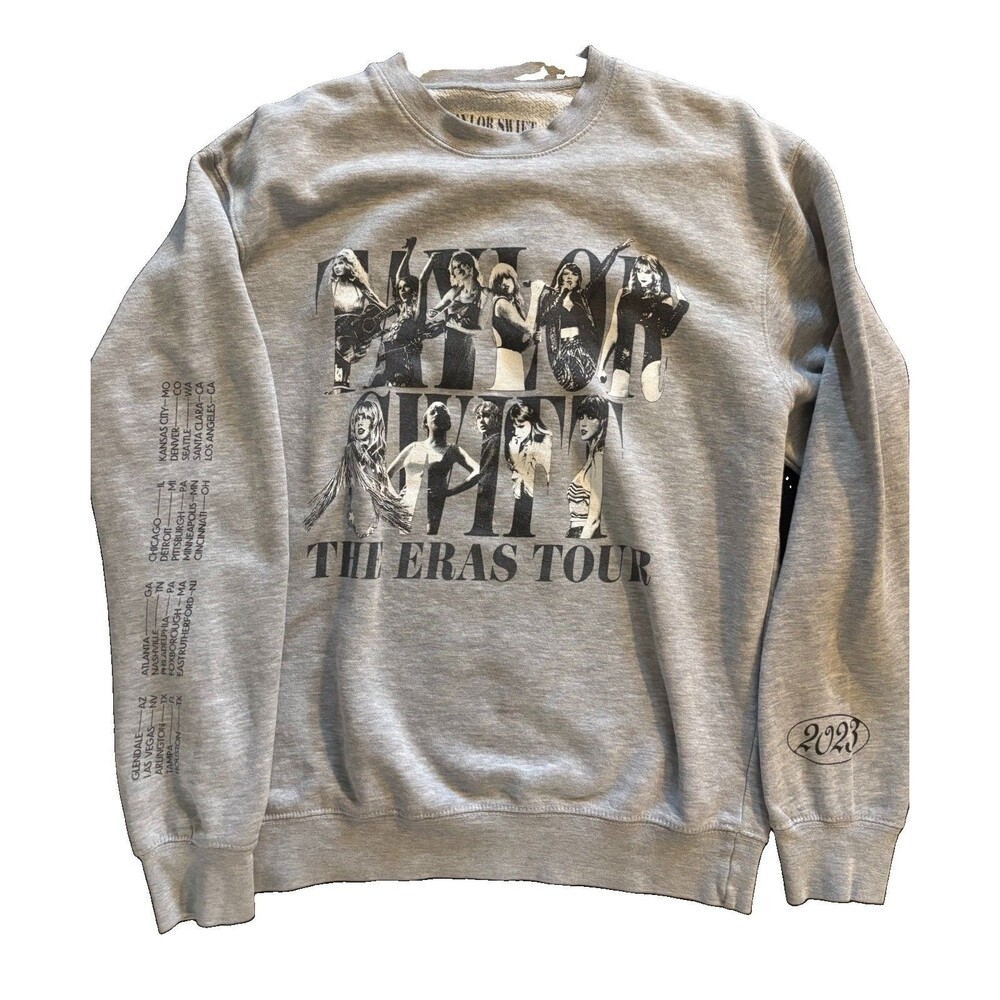 Official Taylor Swift 2023 Eras Tour Concert Sweatshirt Medium Gray Crewneck